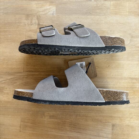 LUCKY BRAND Cork Comfort Slide Suede Sandals Strap Buckle Slip On Gray Sz 9 M US - Picture 5 of 6